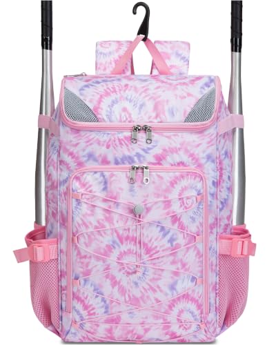 Baseball Softball Gear Bag for Boys Girls Ages 8-12 - color: Light Pink