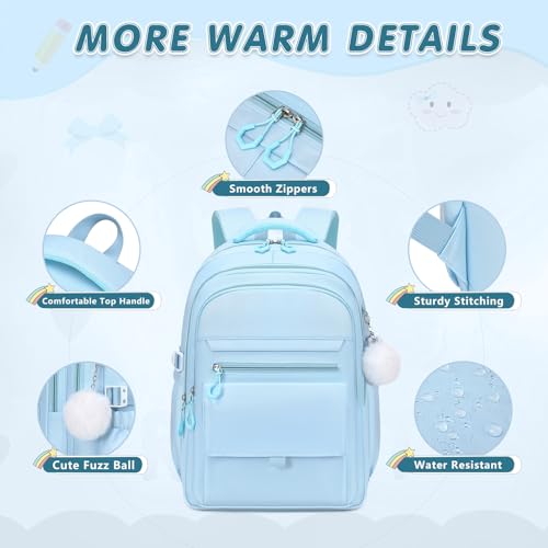 GeeWin Backpacks for Girls, Girls Backpack with Lunch Box & Pencil Case Set, 17 Inch Waterproof Girl Bookbag with Lots of Pockets for Kids, Teens, Elementary Middle High College School Student (Blue) - color: Blue