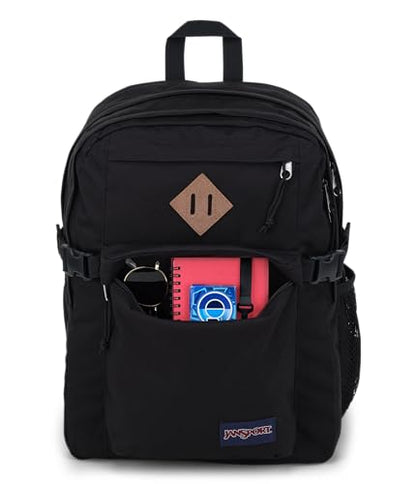 JanSport Main Campus Backpack - Travel or Work backpack w 15-Inch Laptop Sleeve and Dual Water Bottle Pockets, Black - color: Black