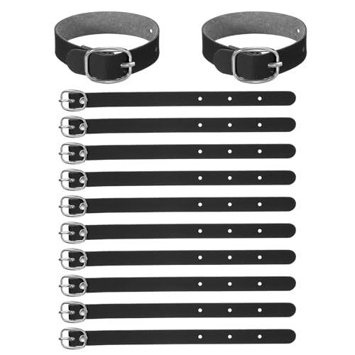 PATIKIL 15 Pcs Luggage Tag Strap, PU Leather Extender Buckle Straps Luggage Tags Strap Tag Holder Adjustable for Suitcase Hanging Accessories Travel, Black - color: Black