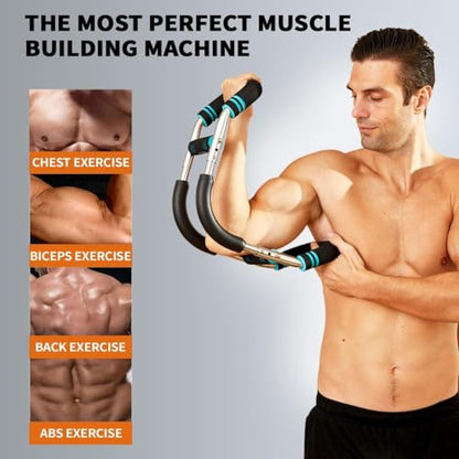 Twister Arm Trainer for Men - 40-100 LBS Adjustable Chest Workout Equipment with 3 Resistance Levels, Portable Detachable Home Gym Strength Trainer for Upper Body Muscle Building, Exercise Equipment