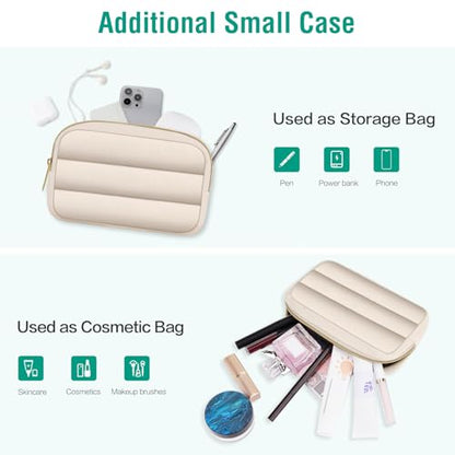 MOSISO Laptop Case 14 inch, 14 inch Puffy Laptop Sleeve Compatible with HP Lenovo Dell ASUS Acer, HP Stream, Dell Latitude, Lenovo IdeaPad, Polyester Horizontal Bag with Small Case, Sand - color: Sand, size: 14 inch