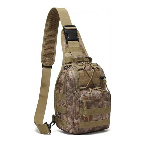 Viriber Tactical Backpack, Waterproof Military Cross-body Molle Sling Shoulder Backpack Chest Bag for Outdoor Every Day Carry Khaki CP - color: Khaki Cp