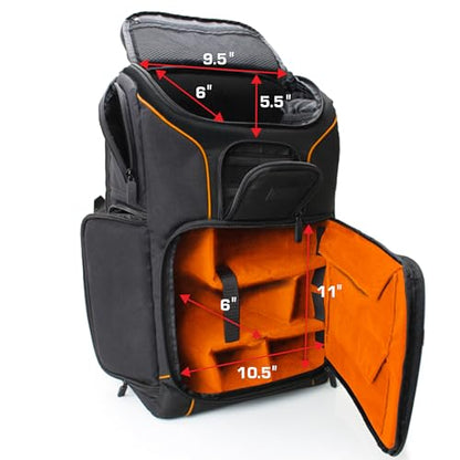 USA Gear Camera Backpack for Photographers DSLR/SLR/Mirrorless Camera Bag with Laptop Slot, Rain Cover, Tripod Holder - color: Orange