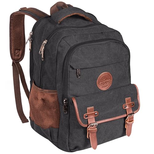 Ama Dablam Premium Original Canvas Backpack/ 17”Laptop/XL-30L/ Many Pockets | Strong Zippers | Thick Cotton | College Travel - color: Space Black