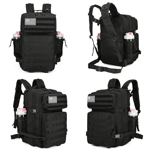 Military 45L Tactical Assault Backpack 3 day assault pack with Molle Waterproof backpack Rucksack for Tactical Backpacks - color: Black