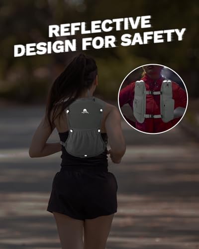 Running Vest for Women and Men, Hydration Running Backpack, Runners Vest, Hydration Vest, with Front Phone Holder, Adjustable Chest and Waist Strap - color: Gray White, size: Bladder and Backpack