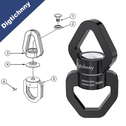 Swing Swivel, 35KN Safety Rotational Device, Swing Spinner for Web Tree Swing, Aerial Dance, Children’s Swing, Hanging Hammock (Full Black) - style: Black-1 Pack