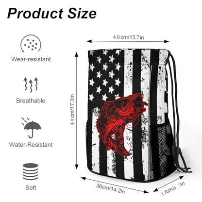 Fish Flag Drawstring Backpack Gym Bag With Shoe Compartment String Bag Sport Beach Swimming Sackpack For Women Men - color: Fish Flag