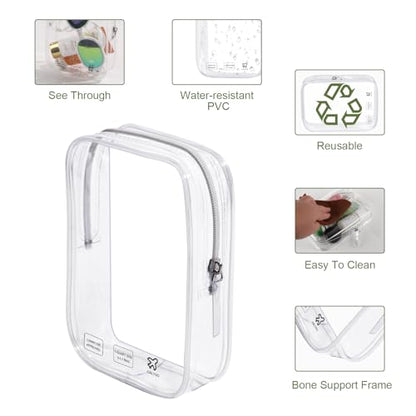 3 Packing Cubes 1 Quart Size Travel Bag TSA Approved Toiletry Bag Clear Small Purse Pouch International Long Flight Must Haves for Toiletries Makeup Liquids Airplane Europe Vacation Essentials