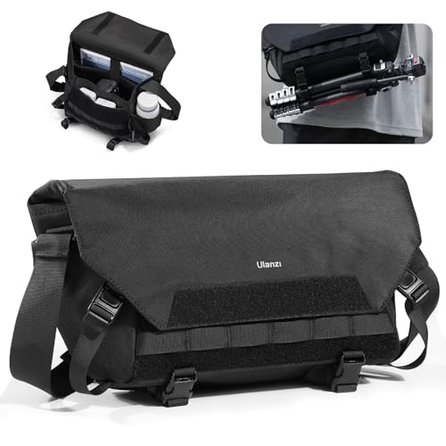 ULANZI BC08 Sling Camera Case with Tripod Holder, Small Compact Camera Tactical Shoulder Bags for DSLR/SLR/Mirrorless Cameras, Water-Resistant Crossbody Bag Women Men, Black - size: 9L