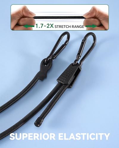 8 Pcs 24 Inch Adjustable Carabiner Bungee Cords with Hooks, Easy to Adjust from 7" to 24", Blue Bungee Straps with UV-Resistance & Superior Elasticity for Cargo, Bike, Luggage, Carts, Truck, etc - size: 24 Inch, style: Blue