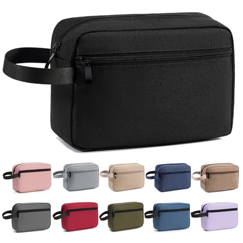 Travel Hanging Toiletry Bag with Carry Handle - Water-Resistant Small Cosmetic Organizer for Men & Women, Makeup, Shaving Kit, Gym & Travel Essentials (Black) - color: Black