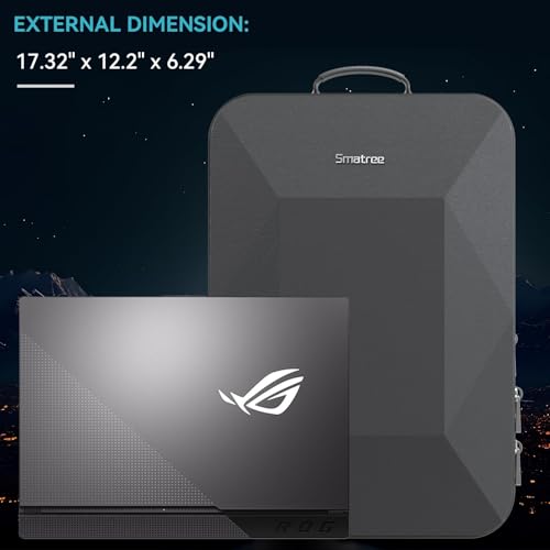Smatree Hard Double Laptop Backpack for 16 inch ASUS ROG Strix SCAR 16 2025/2024/2023, ROG Strix G16 2025/2024/2023, ROG Zephyrus G16 2025/2024, Razer Blade 16, Alienware M16, DELL G16,HP Victus/OMEN - color: Black-for 16 Inch