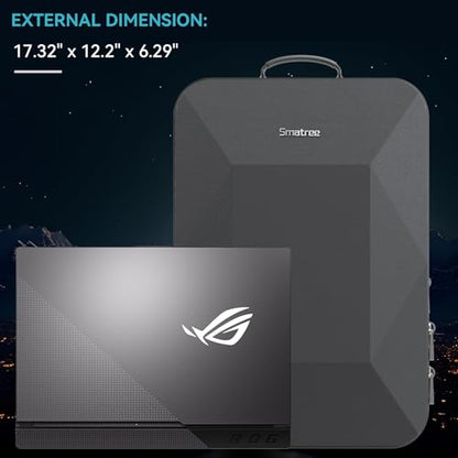 Smatree Hard Double Laptop Backpack for 16 inch ASUS ROG Strix SCAR 16 2025/2024/2023, ROG Strix G16 2025/2024/2023, ROG Zephyrus G16 2025/2024, Razer Blade 16, Alienware M16, DELL G16,HP Victus/OMEN - color: Black-for 16 Inch