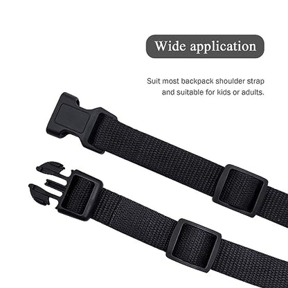 Medsuo Adjustable Backpack Chest Strap Replacement Backpack Waist Strap Sternum Strap Chest Harness Secures Chest Belt with Snap Buckles for Fabric Backpack Straps (Black)