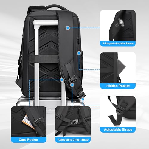 Fenree.geer Business Travel Backpack for Men, Expandable Water Resistant 17 Inch Laptop Backpack with USB Port, Black Computer Backpack for College/Work - size: Expandable