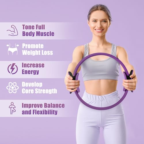 RitFit Pilates Ring Circle - 14 Inch Magic Fitness Circle for Toning Inner & Outer Thighs, Bonus Workout Guide Included - style: Purple