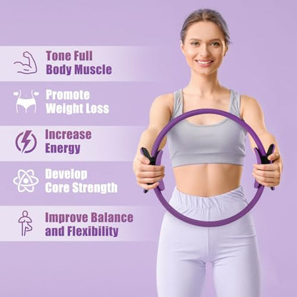 RitFit Pilates Ring Circle - 14 Inch Magic Fitness Circle for Toning Inner & Outer Thighs, Bonus Workout Guide Included - style: Purple