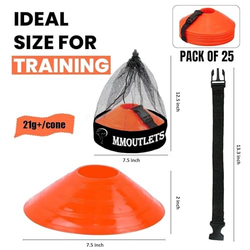 75/50/25 Pack, Pro-Grade Soccer Training Cones Set, Durable Agility Soccer Cones with Carry Bag & Strap Holder Ideal for Sports Training, Football, Soccer, Basketball- Trusted by Coaches & Athletes - color: Orange
