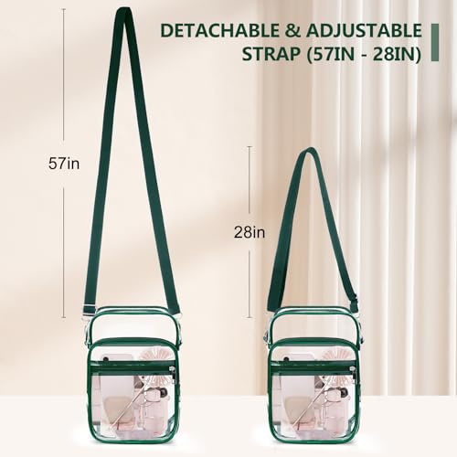 Blvornl Clear Crossbody Bag with Adjustable Shoulder Strap, Stadium Approved PVC Purse Bag, Messenger Bag - color: Green, size: Large