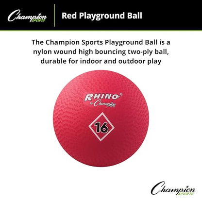 Champion Sports Playground Ball – Durable High-Bounce Ball, Sizes 5", 6", 7", 10", 13" & 16" for Gym, Recess & Play - style: 16" Diameter