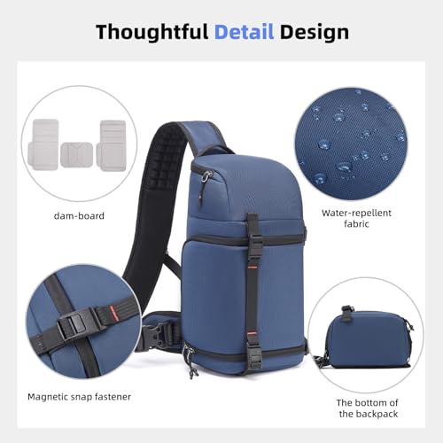 Camera Sling Bag, Crossbody Shoulder Bag for Canon, Nikon, Sony, Fuji DSLR/SLR/Mirrorless Cameras, Photographer Photography Bag (Deep Lake Blue) - color: Deep Lake Blue