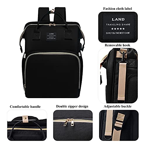 ANWTOTU Baby Diaper Bags with Changing Station,Waterproof Diaper Bag Backpack for Moms Dads with USB Charging Port,Large Capacity Multifunctional Baby Essentials(Black) - color: Black