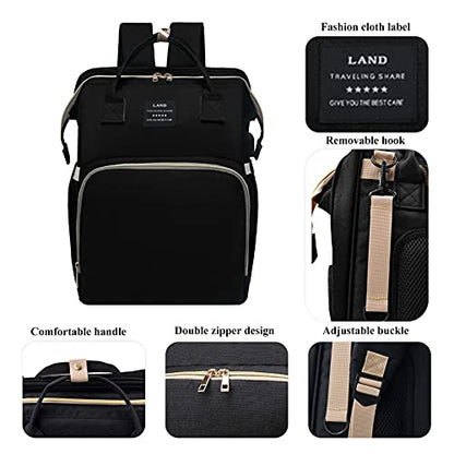 ANWTOTU Baby Diaper Bags with Changing Station,Waterproof Diaper Bag Backpack for Moms Dads with USB Charging Port,Large Capacity Multifunctional Baby Essentials(Black) - color: Black