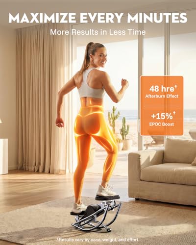 Low-Impact Rocking Steppers for Exercise at Home with Digital Display & Resistance Bands and Non-Slip Mat Equipment for Seniors & Beginners,250LBS Capacity