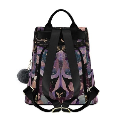 MNSRUU Goth Backpack Womens, Anti-Theft Womens Backpack Travel Handbags Shoulder Bag Mauve Moths Carry On Ladies Rucksack Fashion Casual Daypack, Hairball Pendant - color: Moths I18597