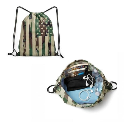 American Flag Drawstring Backpack, Lightweight Cinch String Sports Sackpack for Men & Women,pack of 2 - color: Americanflag-camo
