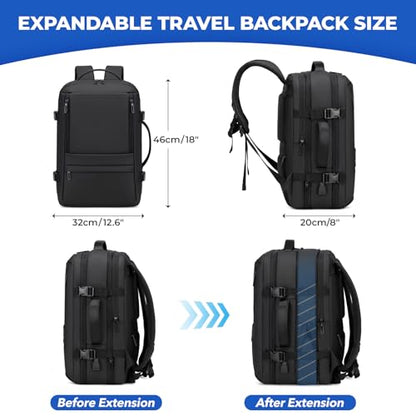 Rcrirth Carry On Travel Backpack for Airplanes | 35L Suitcase Backpack Luggage Business Weekender Bag - Expandable Travel Carry On Flight Approved for Men Women - Black - color: Black