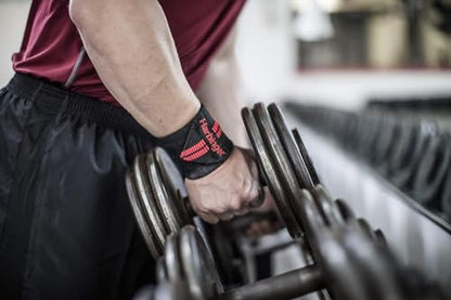 Harbinger Red Line 18-Inch Weightlifting Wrist Wraps for Men and Women (Pair) - color: Red