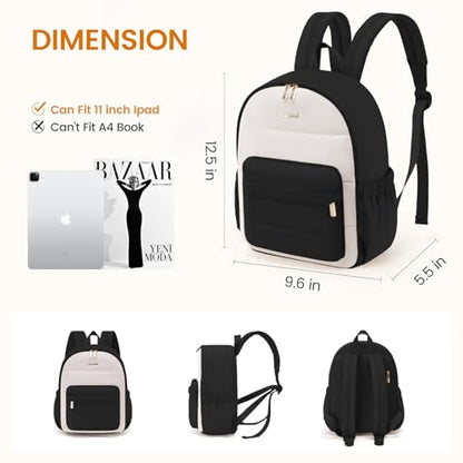LOVEVOOK Mini Backpack Purse for Women, Small Puffer Lightweight Backpack, Casual Daily Daypack Purse for Women, back pack with Anti-theft Pocket for Travel-Black and Beige - color: Beige Black