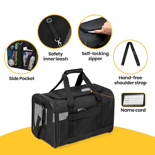 Conlun Dog Carrier Soft Sided, Large Cat Carrier,Black L - color: Black, size: 20.0"L x 12.0"W x 12.0"H