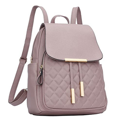 KKXIU Quilted Trendy Leather Backpack Purse for Women and Ladies Shoulder Travel Daypacks Bags (Pink) - color: Pink, style: Backpack