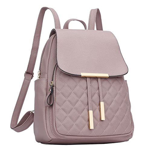 KKXIU Quilted Trendy Leather Backpack Purse for Women and Ladies Shoulder Travel Daypacks Bags (Pink) - color: Pink, style: Backpack