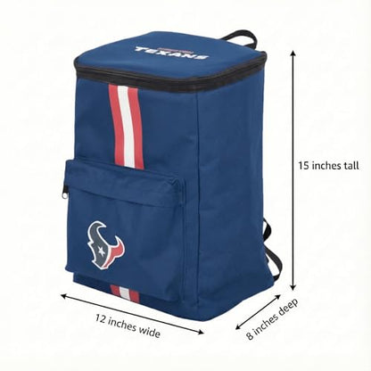 Cooler Backpack – Portable Soft Sided Ice Chest – Insulated Bag Holds 36 Cans - Football Gear – Show Your Team Spirit with Officially Licensed Fan Gear - style: Houston Texans