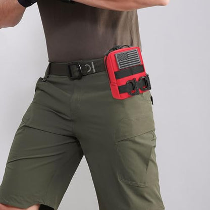 FRTKK 2 Pack Molle Pouches - Tactical Compact Water-Resistant EDC Pouch Bag Small Utility Pouch - color: red