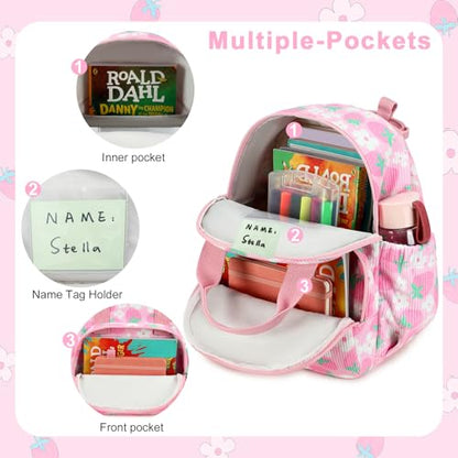 Bluboon Toddler Backpack for Girls Boys 2-4 Cute 12" Preschool Kindergarten Backpacks Kids Daycare Bags School Travel (Pink Strawberry Flower - Pink, Age 2-4 (12" H not Fit A4 Folder)) - color: Pink Strawberry Flower - Pink, size: Age 2-4 (12" H not Fit A
