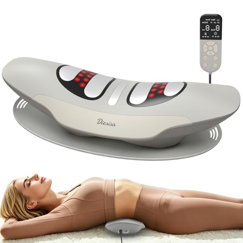 Diesisa Electric Lumbar Traction Device: Adjustable Lumbar Massager with Dynamic Traction - Left-Right Swing - Vibration & Thermal Compress - Timing- Rechargeable Back Traction Device -Home/Office Use