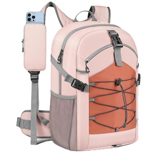 TILYMOL Hiking Travel Backpack for Women 25L - Small Lightweight Waterproof Outdoor Camping Backpack/Day Pack, Hiking Daypack with Hydration System for Hiking, Travel, Sports, Running, Biking - color: Pink