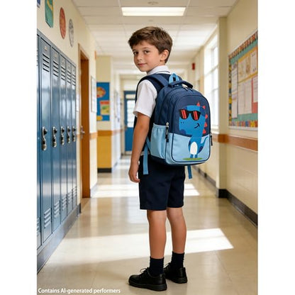 15 inch Primary School Kindergarten Schoolbag Leisure Cool Cute Cartoon Travel Backpack For Boys Girls Ages 6-10 Use - color: Dinosaur Blue, size: Large