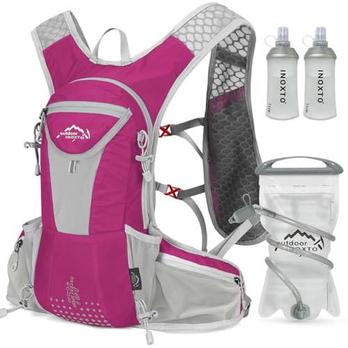 IX INOXTO Hydration Pack Backpack, Lightweight Water Backpack with 2L Hydration Bladder Daypack for Men Women,Running Hydration Vest for Trail Running Hiking Cycling Race Climbing - color: Pink
