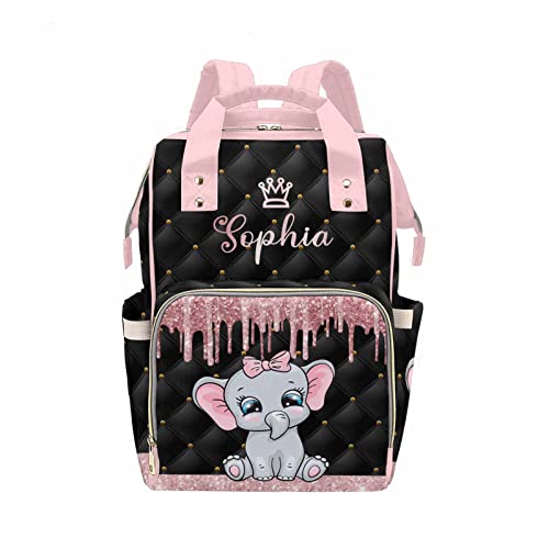 MyPupSocks Diaper Bag Backpack in Pink Personalized with Name Custom Mommy Nursing Baby Bags Multifunction Nappy Daypack with Large Capacity Casual Backpack Holiday Gift for Women - color: Multi #29