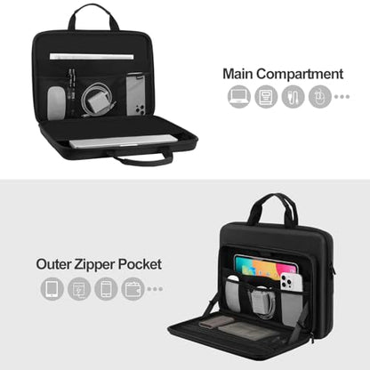 MOSISO 15.6 inch Laptop Hard Case, 15-16 inch Waterproof Shockproof Computer Bag Compatible with MacBook HP Dell Lenovo Asus, Geometric Splicing Carrying Sleeve Bag with Handle&Raised Pocket, Black