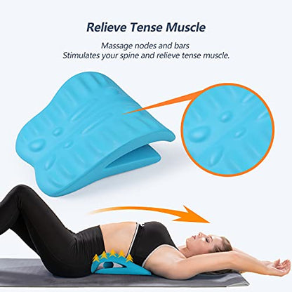 RESTCLOUD Back Stretcher for Back Pain Relief, Back Stretching Cushion, Chronic Lumbar Support Pillow Helps with Spinal Stenosis, Herniated Disc and Sciatica Nerve Pain Relief Lumbar Stretcher - color: Blue