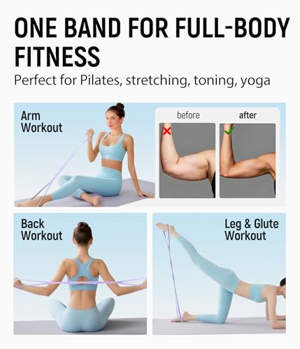 Upgraded Figure 8 Resistance Bands, Resistance Bands for Arms & Full Body Workout, Stretch Resistance Band with Handles for Yoga, Pilates, Toning, Home Fitness & Physical Therapy - color: 15LB Purple
