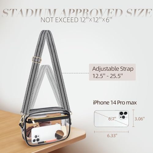Clear Bag Stadium Approved, Clear Crossbody Bag Purses for women for Concert, Sports, Festivals - color: Black-01